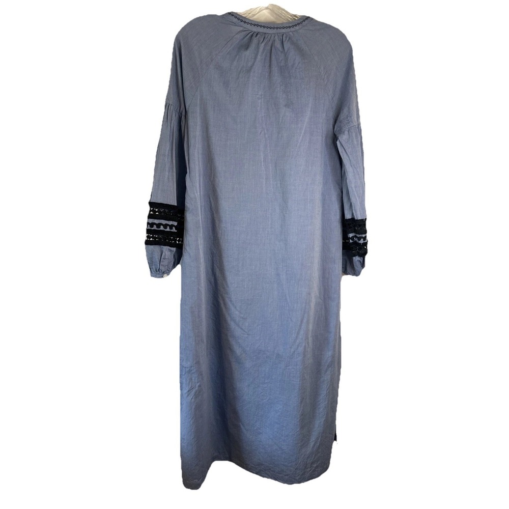 Who What Wear Chambray Boho Maxi‎ Dress Festival Fall Tassels Sz Small - Picture 2 of 9